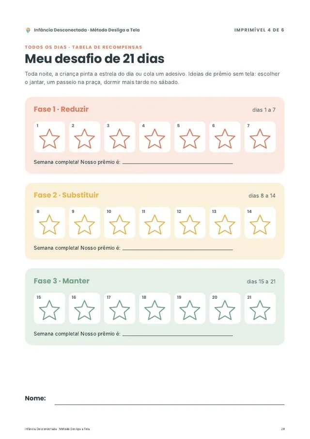 Tabela de recompensas para imprimir